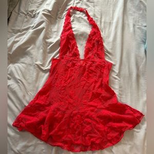 Victoria’s Secret Red Lace Teddy Slip